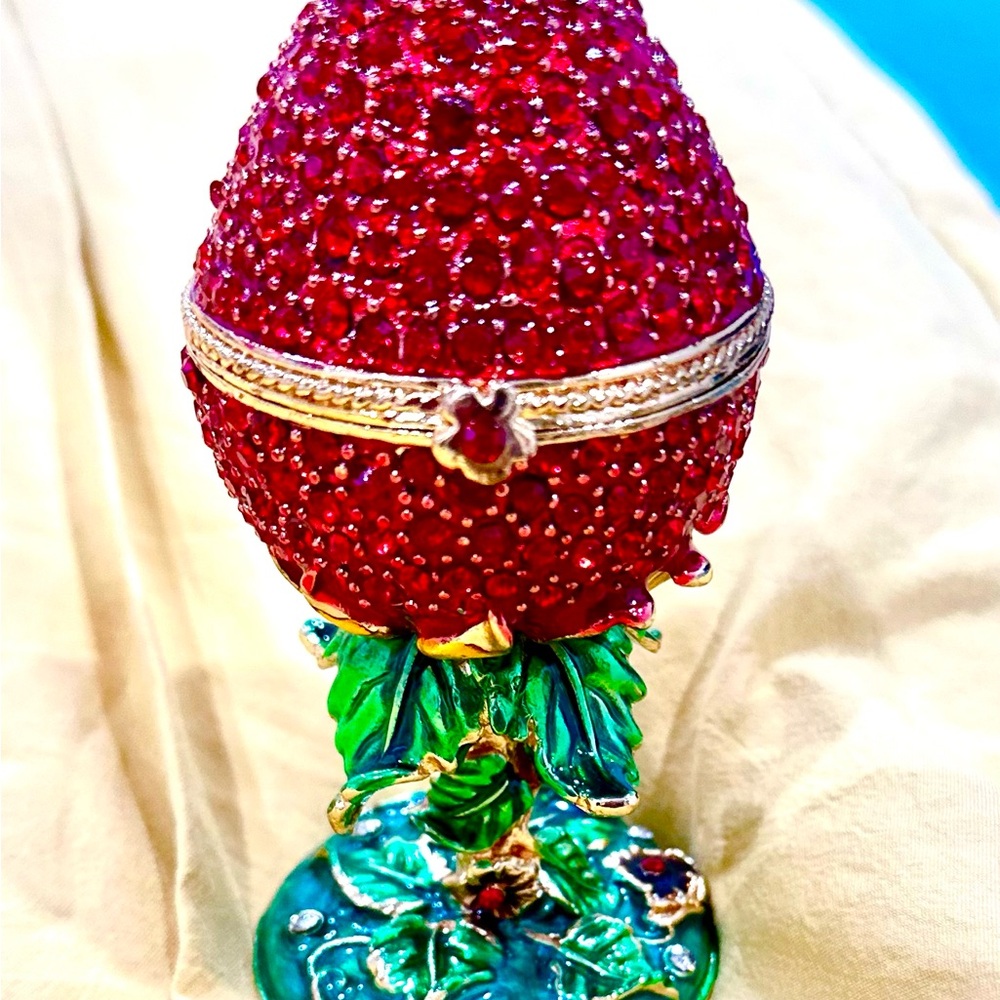 Red Jeweled Egg Trinket Box